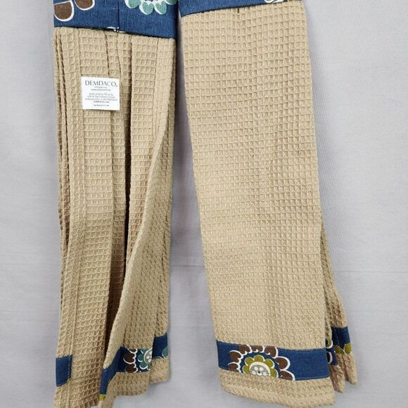 Kitchen Towel Boa Demdaco Blue Tan Floral Country Traditional New - Picture 4 of 7